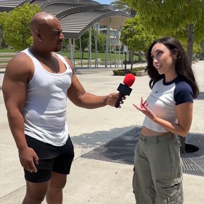 Screenshot from a street interview UGC ad produced by Airtraffic